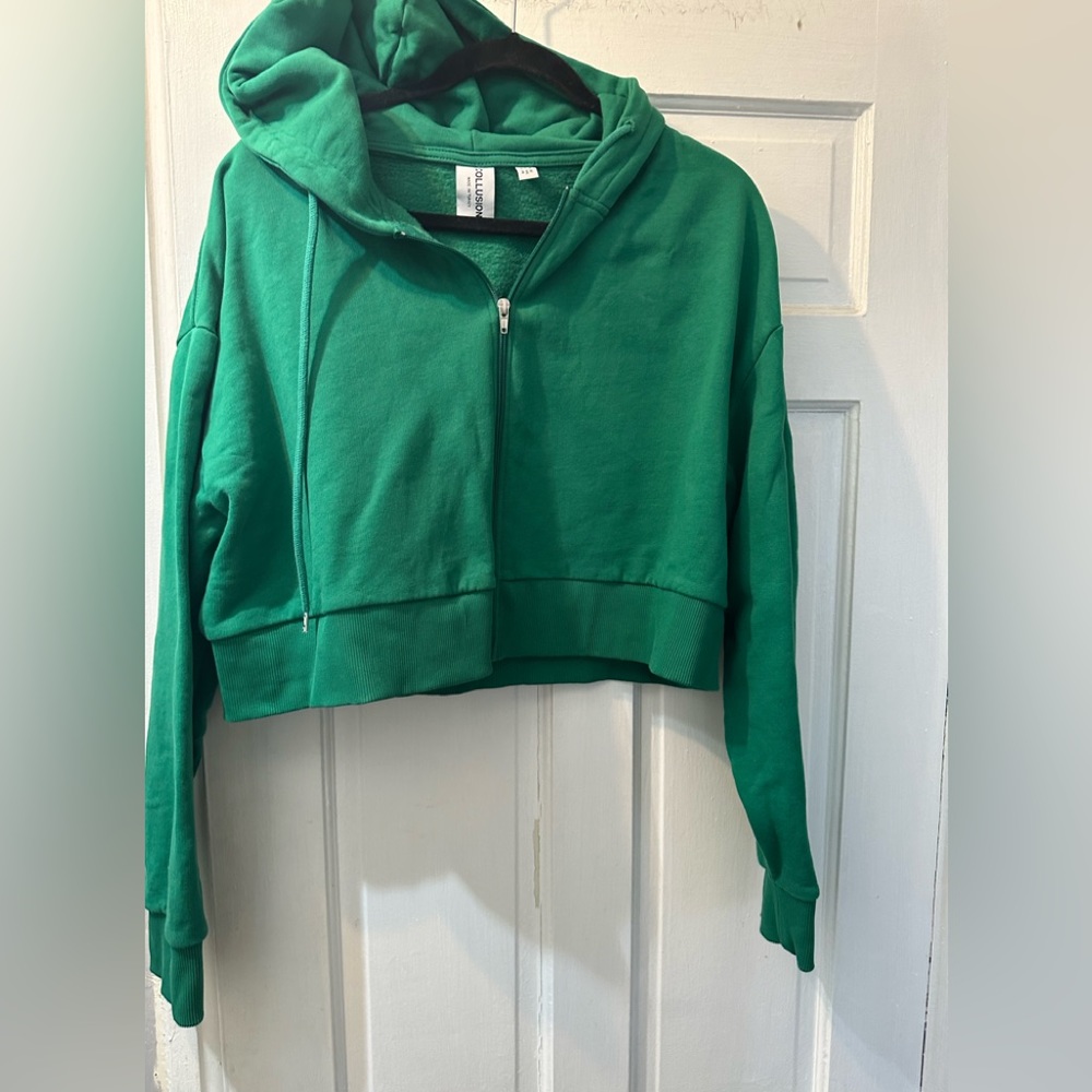 Collusion Crop Green Hoodie